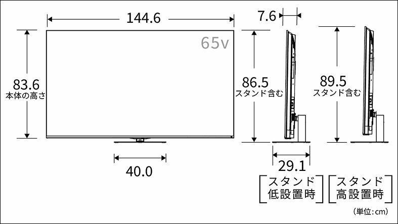 正面図_側面図_レグザ
