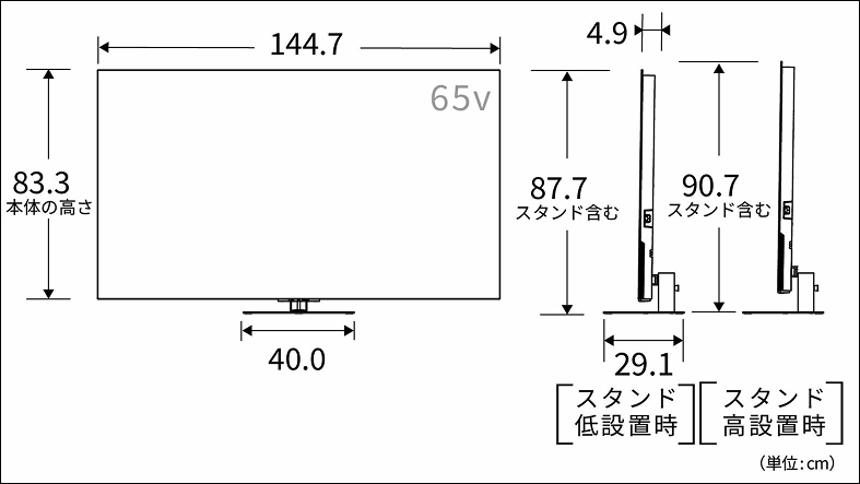 正面図_側面図_レグザ