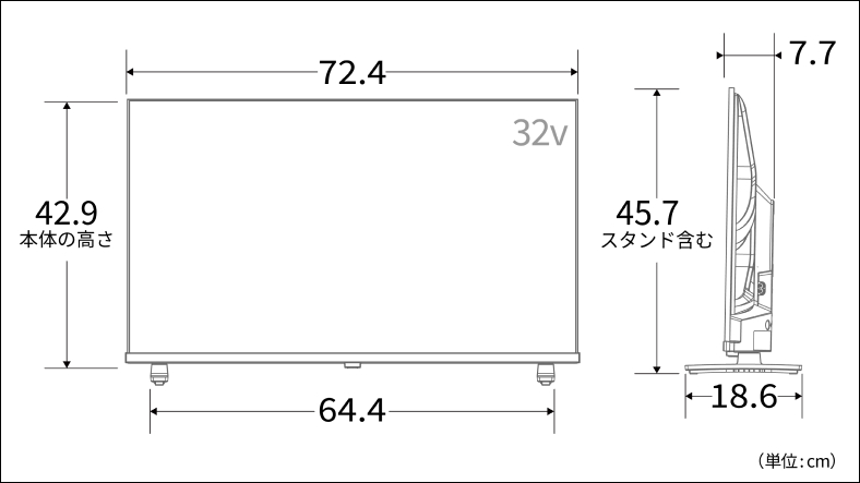 正面側面図_レグザ