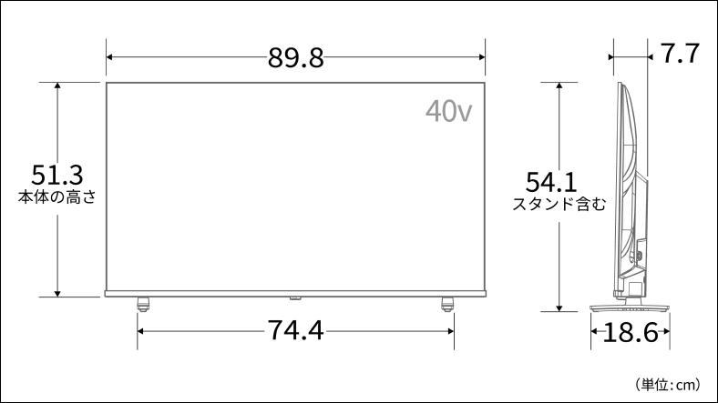 正面側面図_レグザ